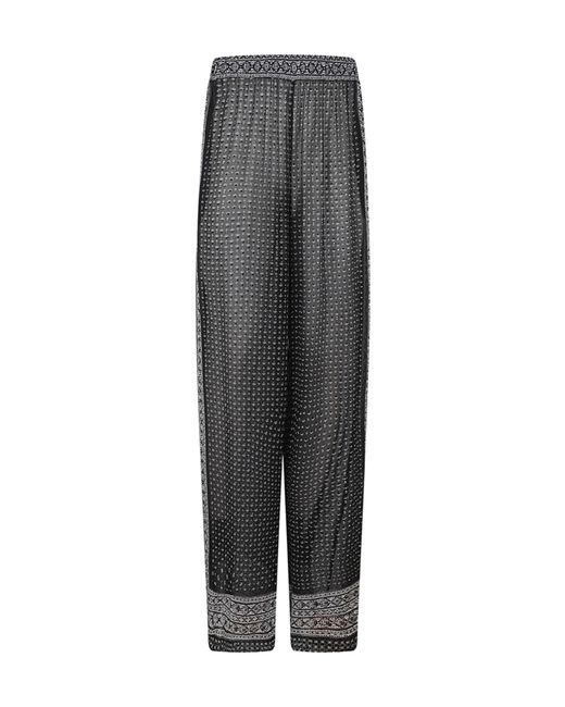 Ermanno Scervino Gray Printed Wide-Leg Pants
