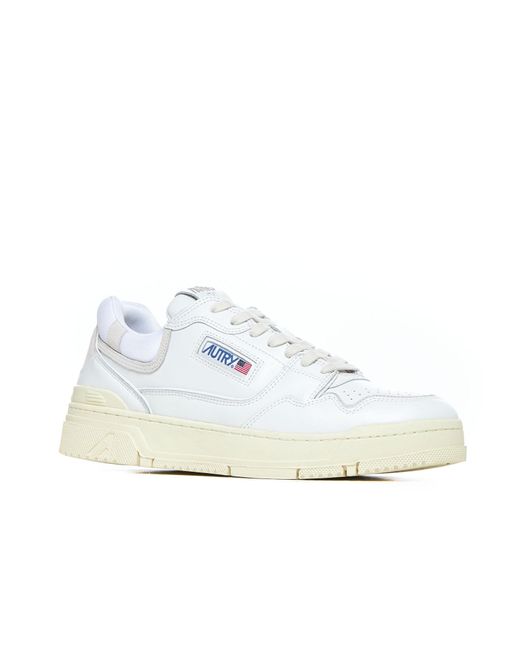 Autry White Clc Lace-Up Sneakers for men