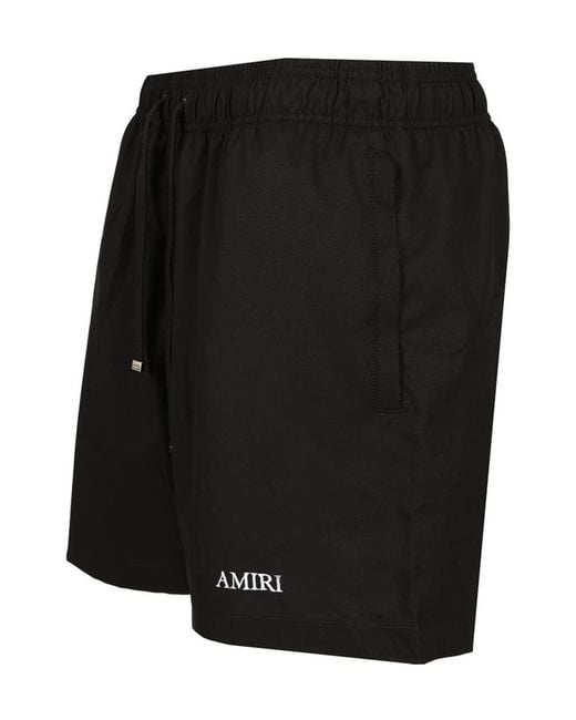 Amiri Black Drawstring Elastic Waistband Swim Trunks for men