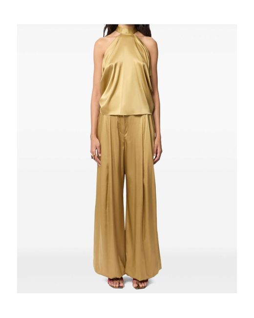 Nina Ricci Yellow Halterneck Satin Blouse