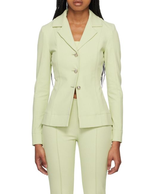 Ganni White Stretch Suiting Shirt Blazer