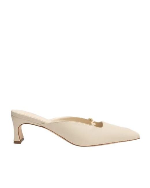 By Far Natural Leda Sculpted Chain Leather Mules