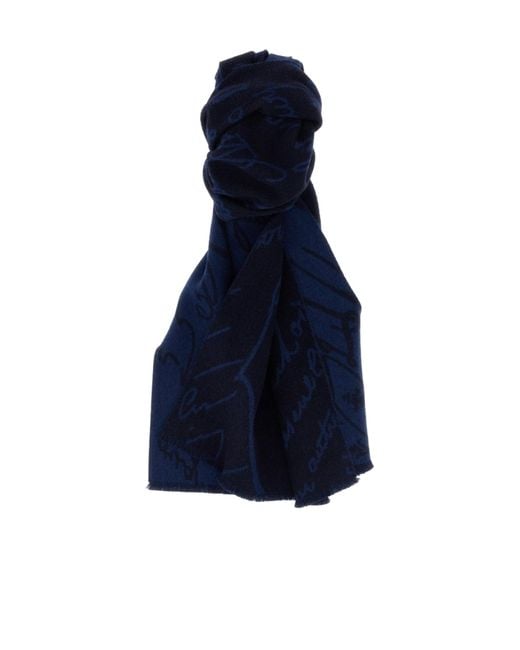 Berluti Blue Scritto Knit Scarf for men