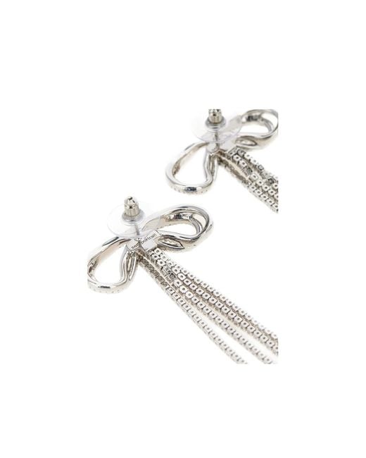 Self-Portrait White Double Crystal Bow Earrings