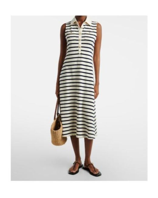 FRAME White Sea Breeze Striped Cotton Polo Dress