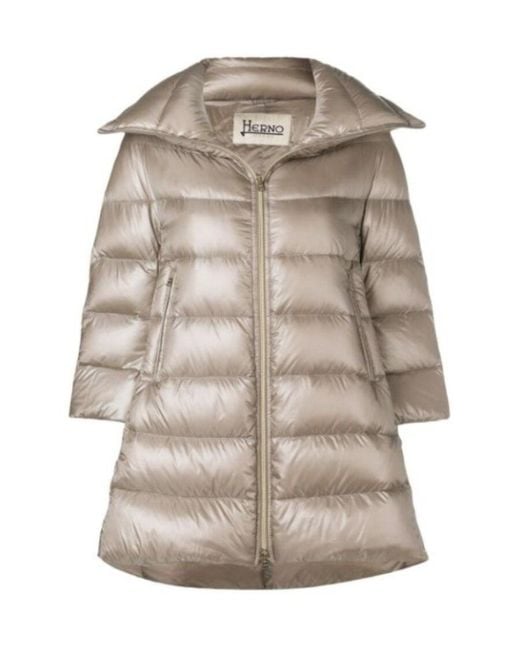 Herno Gray Cleofe Padded Zipped Coat