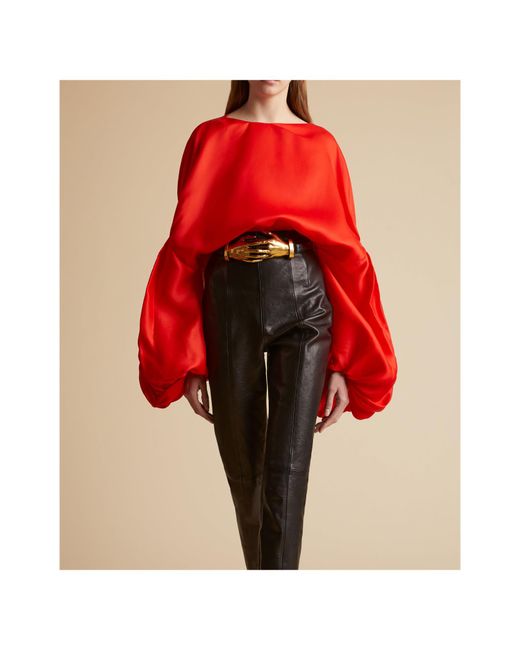 Khaite Red The Quico Puff-Sleeved Blouse