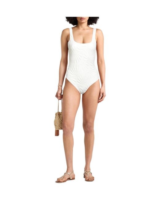Farm Rio White Solid-Color Swimsuit