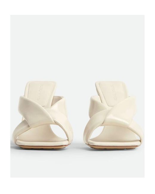Bottega Veneta White Riva Padded Heeled Sandals