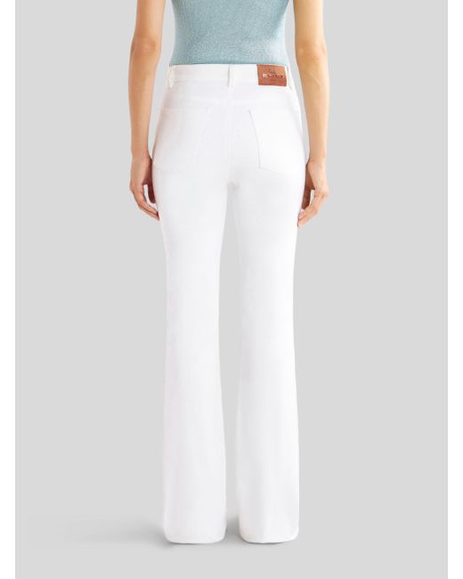 Etro White Button Detailed Straight Leg Jeans