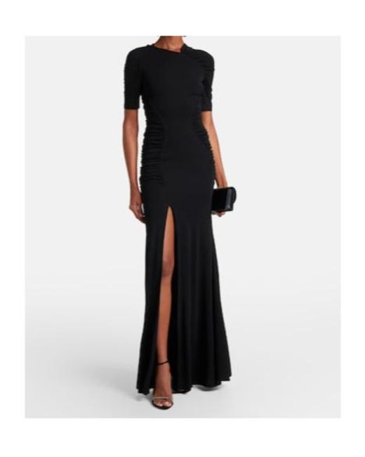 Victoria Beckham Black Ruched Crêpe Jersey Maxi Dress