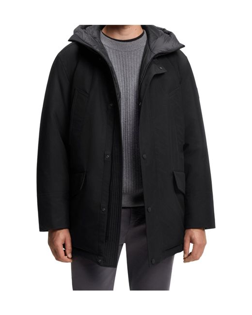 Boss Black Hooded Logo-Patch Jacket for men