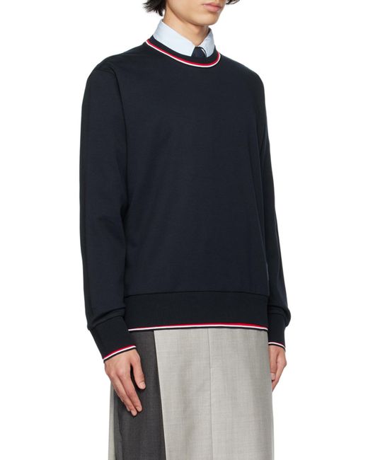 Thom Browne Blue Long-Sleeved Crewneck Sweater for men