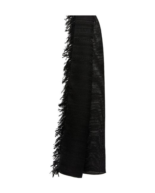 Max Mara Black Fringed Edge Scarf