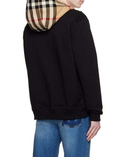 Burberry Blue Check Detailed Zipped Drawstring Hoodie for men