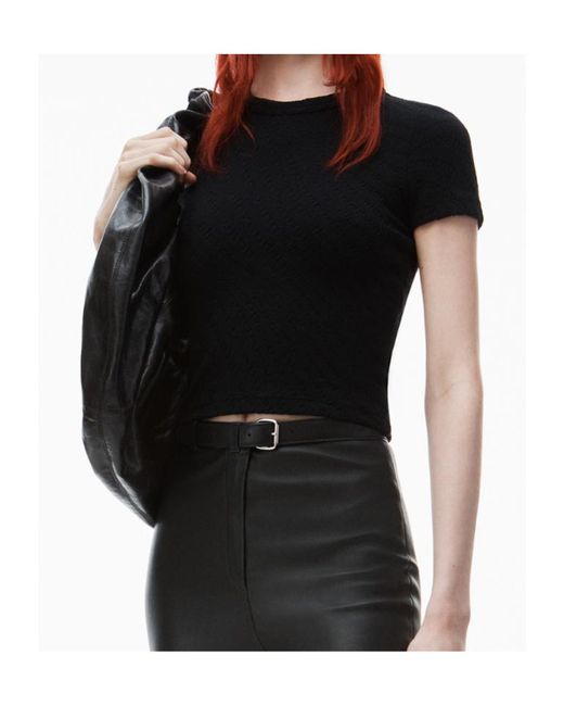 T By Alexander Wang Black Alexander Wang Logo Jacquard Crewneck Knit Top