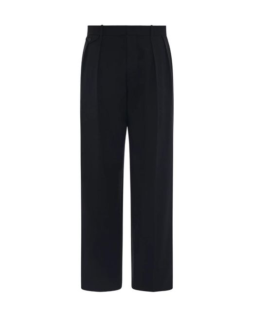 The Row Black Pleated Straight-Leg Tailored Trousers for men