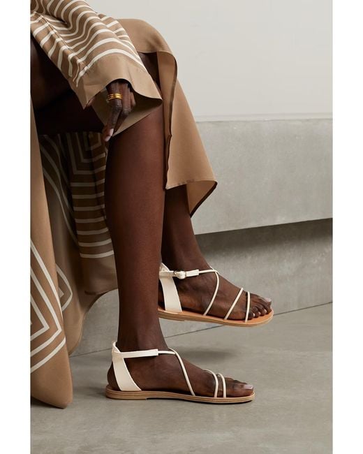 Ancient Greek Sandals White Cowhide Sandals