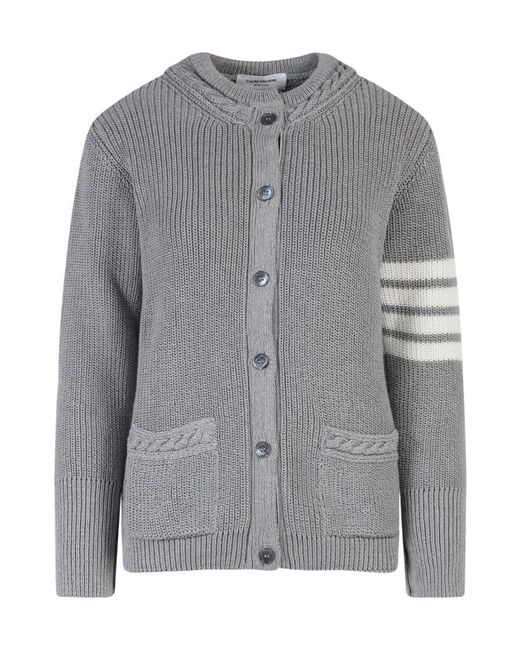 Thom Browne Gray 4-Bar Stripe Cardigan