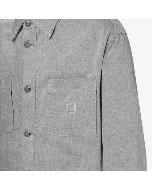 Fendi Gray Ff Embroidered Long-Sleeve Jacket for men