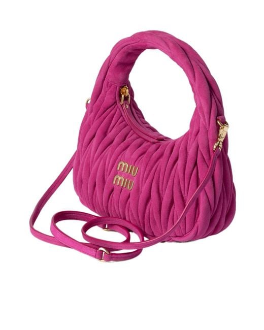 Miu Miu Pink Wander Matelassé Suede Bag