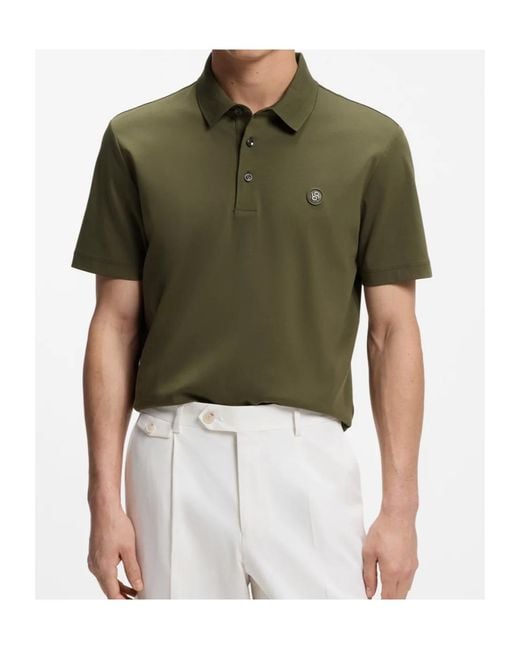 Boss Green Double B Monogram-Patch Polo Shirt for men