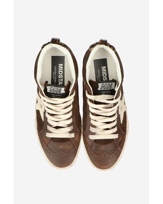 Golden Goose Deluxe Brand Brown Mid Star Glittered Sneakers