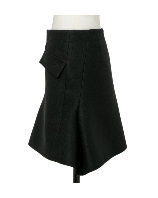Sacai Black Melton Pleated Skirt
