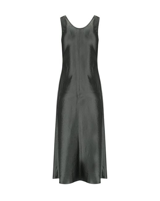 Max Mara Gray Satin Midi Dress