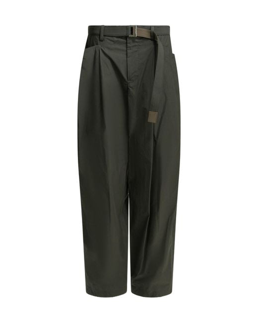Sacai Green Drawstring Casual Pants for men