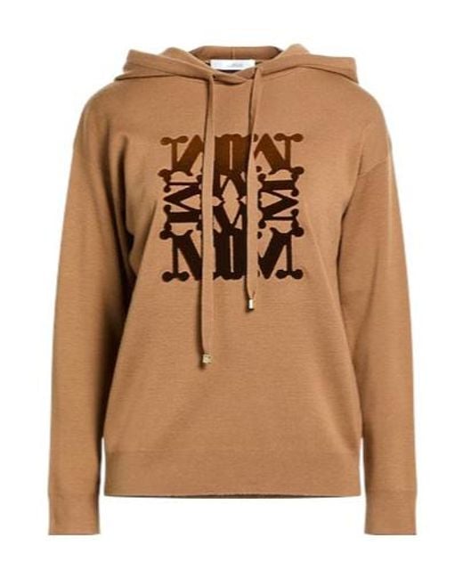 Max Mara Brown Wool Hooded Knit Sweater