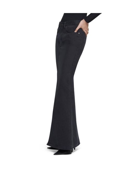 Balenciaga Black Centre Slit Denim Pencil Skirt