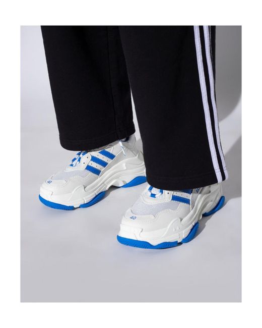 Balenciaga Blue X Adidas Triple S Lace-Up Sneakers