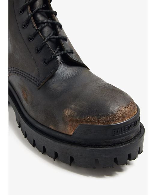 Balenciaga Black Strike Lace-Up Boots for men