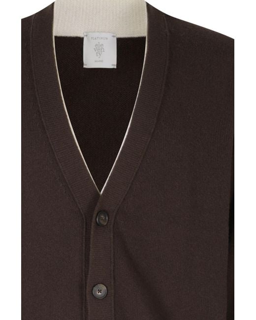 Eleventy Black Four-Button Cardigan for men