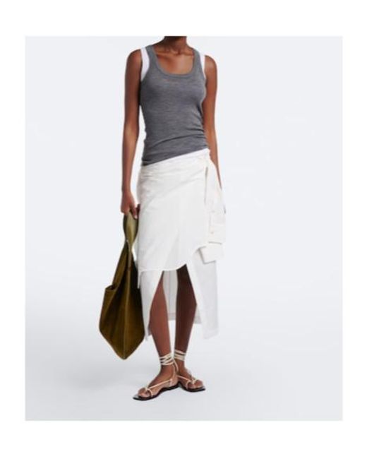 Rohe White Asymmetric Cotton-Blend Midi Skirt