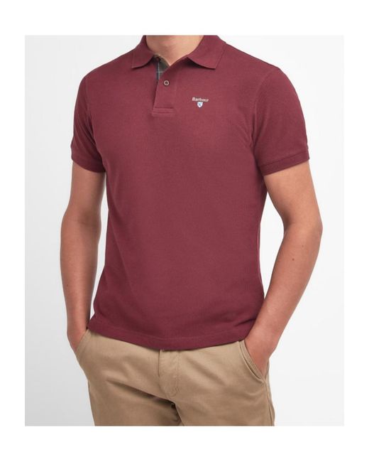Barbour Red Tartan Pique Polo Shirt for men