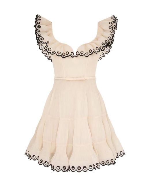 Zimmermann Natural Mini Dress With Ruffles
