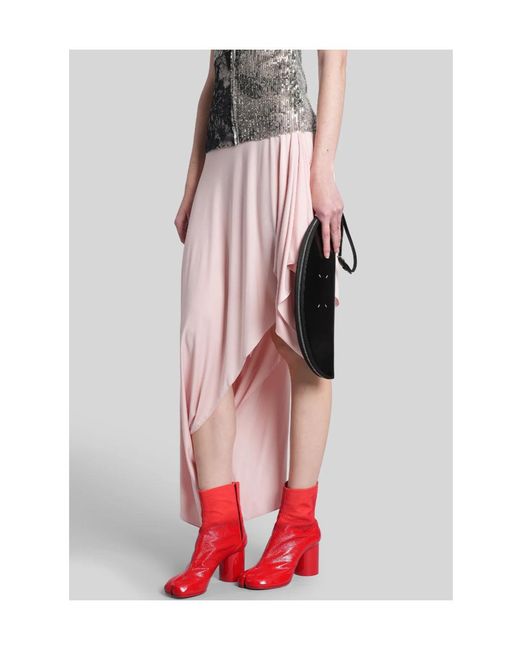 Maison Margiela Red Asymmetric Elasticated Waistband Skirt