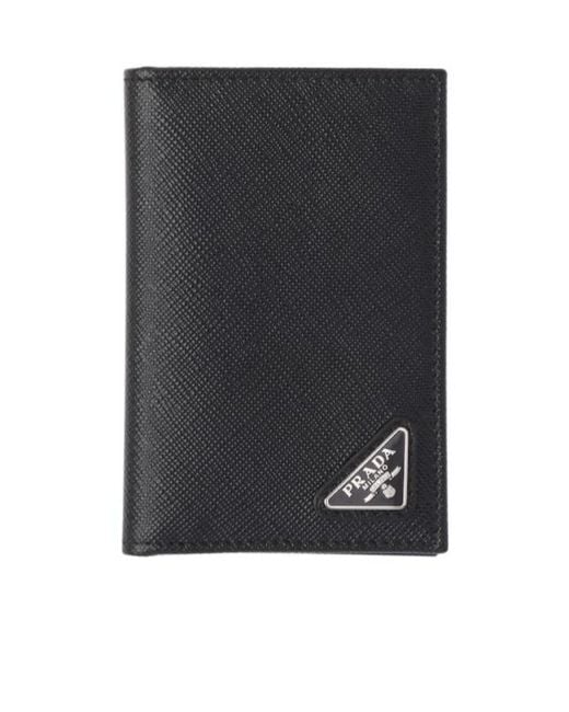 Prada Black Triangle Logo Bifold Wallet for men