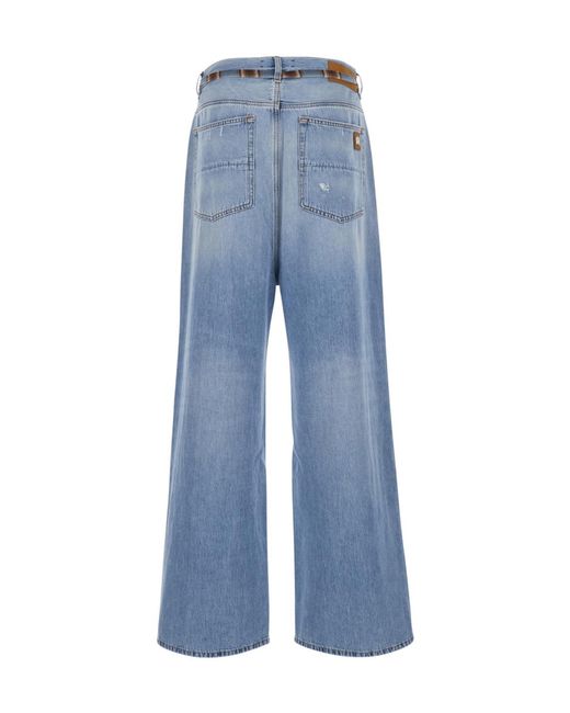 Amiri Blue Distressed Belted Wide-Leg Jeans for men