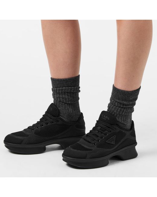 Prada Black Lace-Up Sneakers