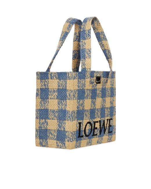 Loewe Blue Font Medium Checked Tote Bag