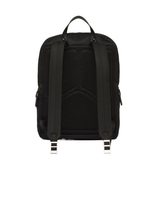 Prada Black Triangle Logo Plaque Backpack for men