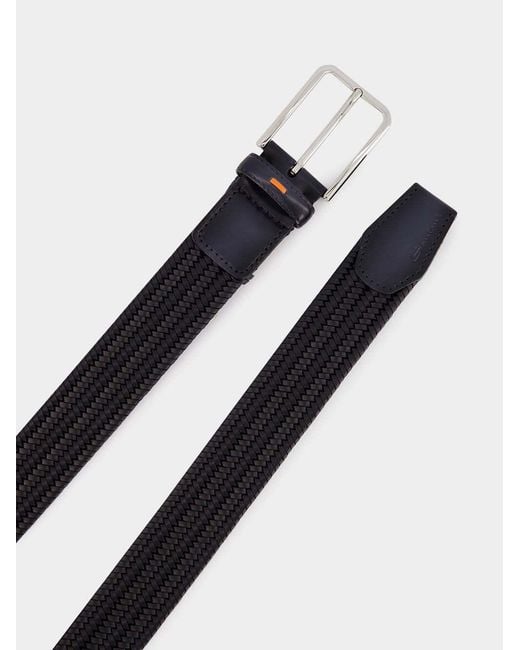 Santoni White Classic Woven Buckled Belt for men