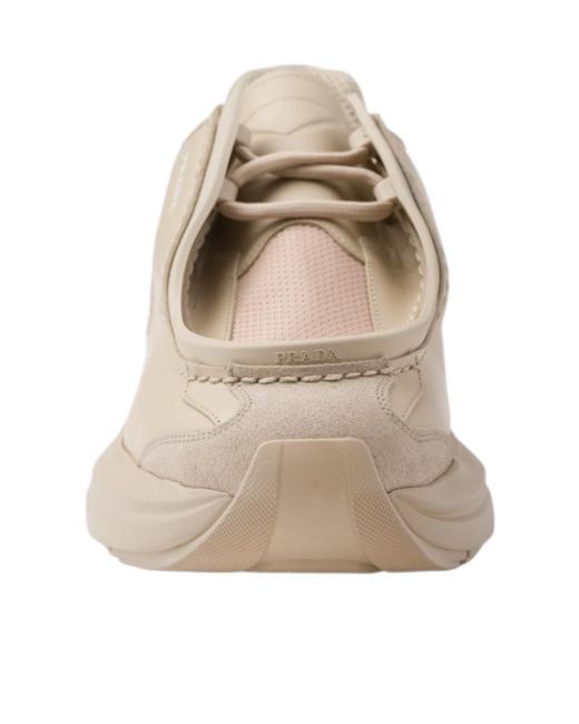Prada Gray Systeme Brushed Leather Sneakers With Bike Fabric And Suede Elements for men