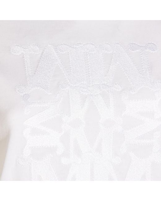 Max Mara White Logo Embroidered Crewneck T-Shirt