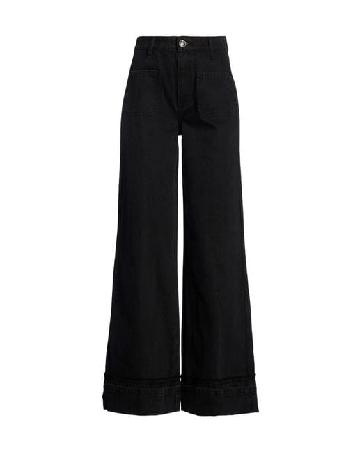 Rag & Bone Black Plain Colour Wide-Leg Jeans
