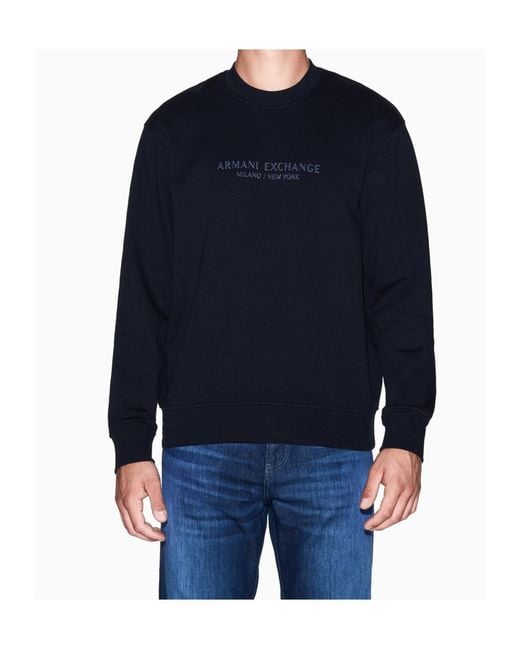 ARMANI EXCHANGE Blue Tone Logo Crewneck Sweatshirt for men