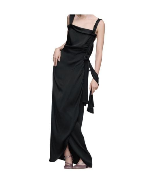 Maison Margiela Black Satin Maxi Dress